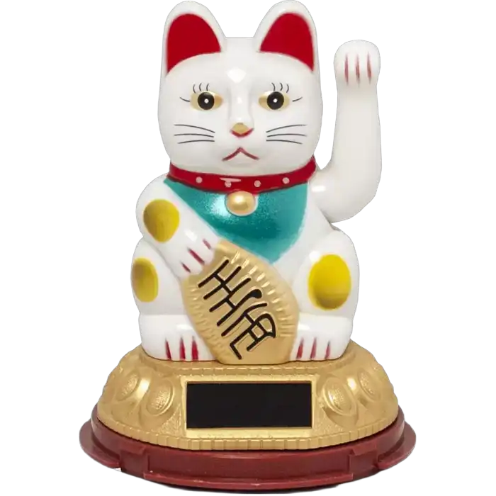Lucky Cat White solar 12cm