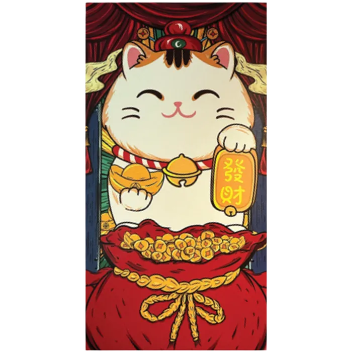 Roter Umschlag Hong Bao Glückskatze C 5Stk p.Pack