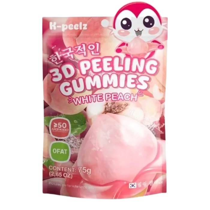 K-PEELZ Peelable Gummies White Peach 75G – Schälsüßigkeit mit Pfirsichgeschmack