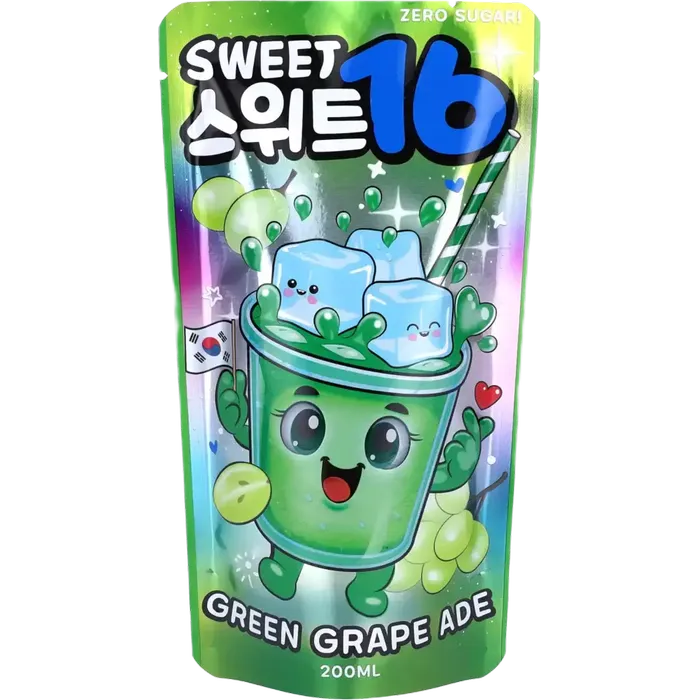 KR Sweet16 Green Grape Zero 200ML – Koreanischer Green Grape Ade ohne Zucker