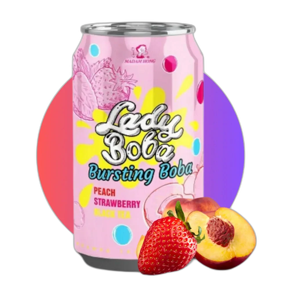 LADY BOBA Bubble Tea Peach&Strawberry 320ML