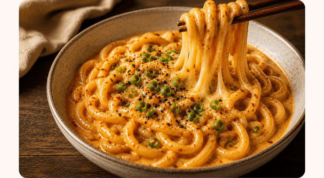 Cremige Korean-Style Creamy Cheese Udon-Nudeln in 15 Minuten 🔥🍜