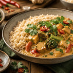 Cremiges Kokos-Curry mit braunem Jasminreis – Einfaches Rezept in 30 Minuten 🍛