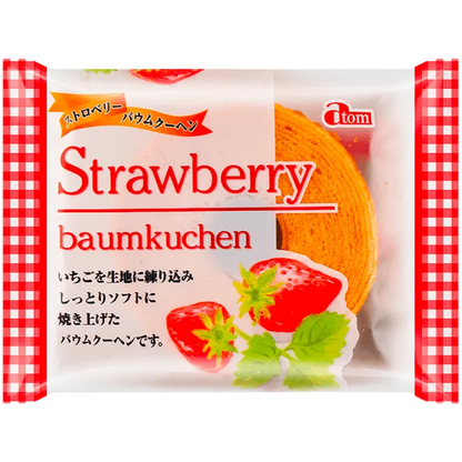 ATOM Baumkuchen Erdbeere 80G – Japanischer Schichtkuchen mit Erdbeergeschmack