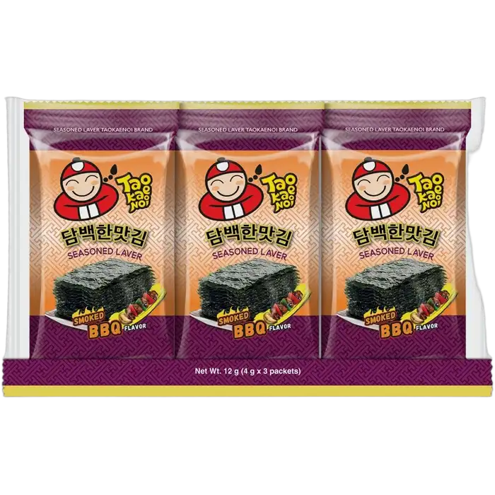 TAOKAENOI Seasoned Laver Seaweed Smoked BBG 3x4G