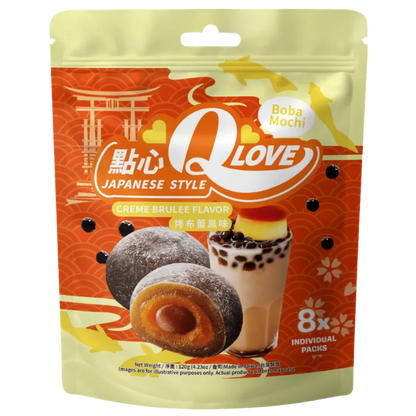 QLove Mochi Boba Creme Brulee Standing Pouch 120G – Crème-Brûlée-Mochi