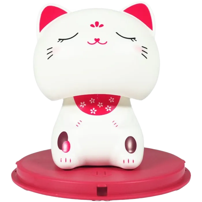Glückskatze Solar Kawaii close eyes Ø7cm/H9cm – Solar-Dekofigur