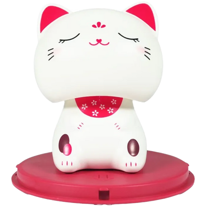 Glückskatze Solar Kawaii close eyes Ø7cm/H9cm – Solar-Dekofigur