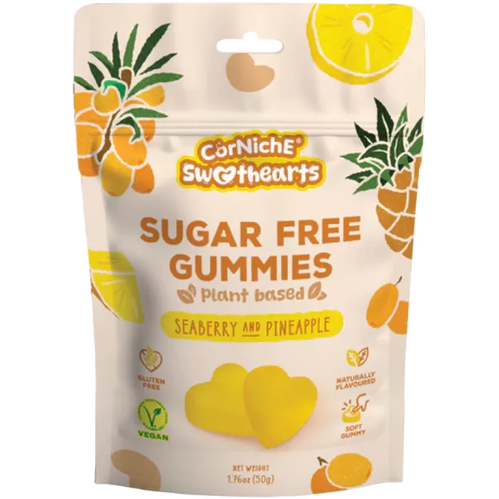 CORNICHE Sugarfree Gummie Sanddorn&Ananas 50G Zuckerfreie Fruchtgummis