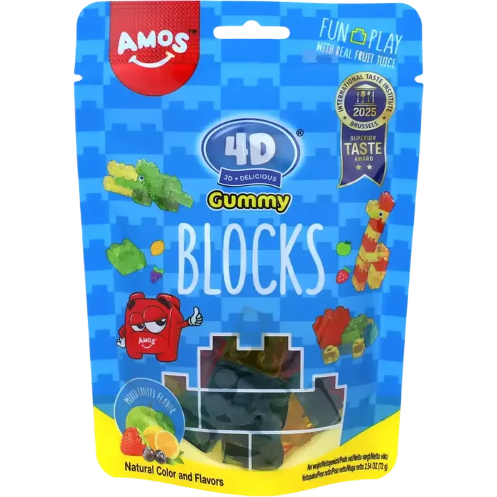 AMOS 4D Gummy Blocks 72G – Fruchtgummi-Bausteine