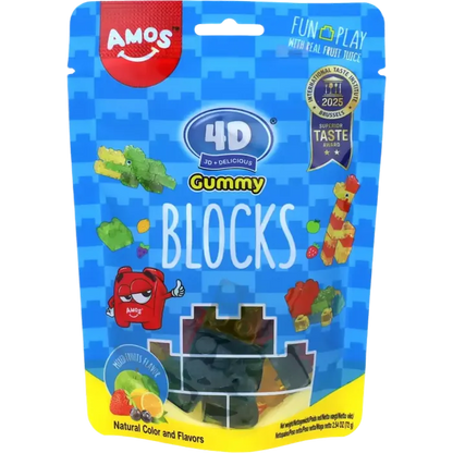 AMOS 4D Gummy Blocks 72G – Fruchtgummi-Bausteine