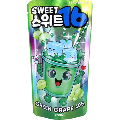 KR Sweet16 Green Grape Zero 200ML – Koreanischer Green Grape Ade ohne Zucker