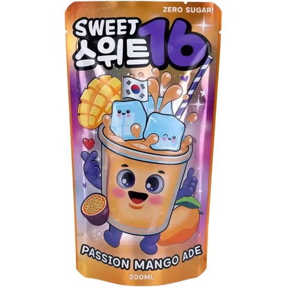 KR Sweet16 Passion Mango Zero 200ML Koreanischer Mango Maracuja Ade ohne Zucker