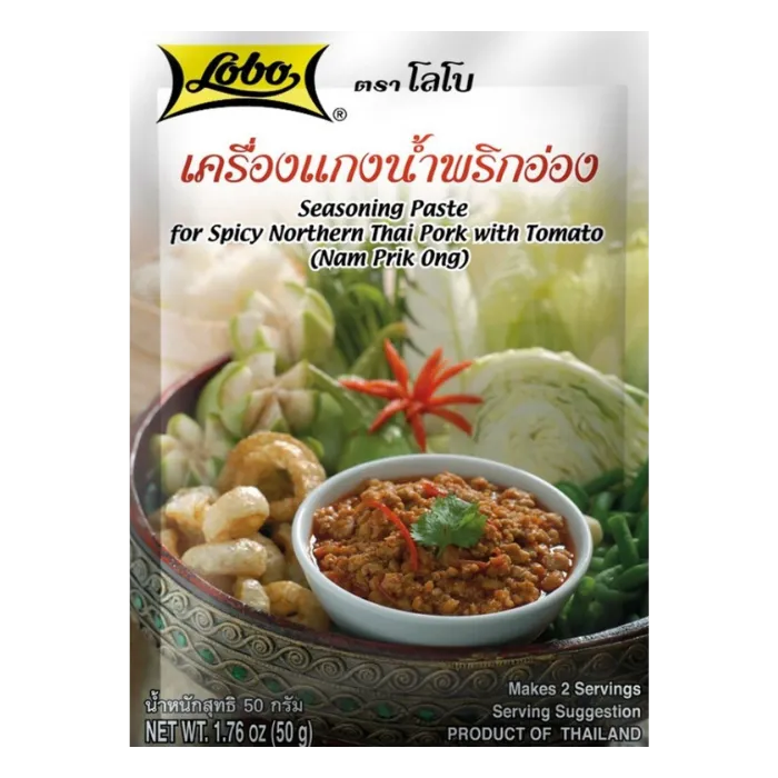 LOBO Nam Prik Ong Würzpaste 50G – Würzpaste für Nordthailändisches Schweinefleisch mit Tomaten