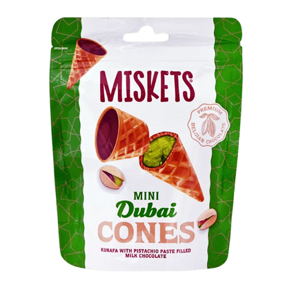 MISKETS Waffel Mini Dubai Style 50G Pistazie & Kunafa Mini Cones