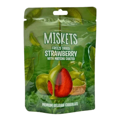 MISKETS Erdbeeren mit Matcha überzogen 80G Fruchtiger Schoko Snack