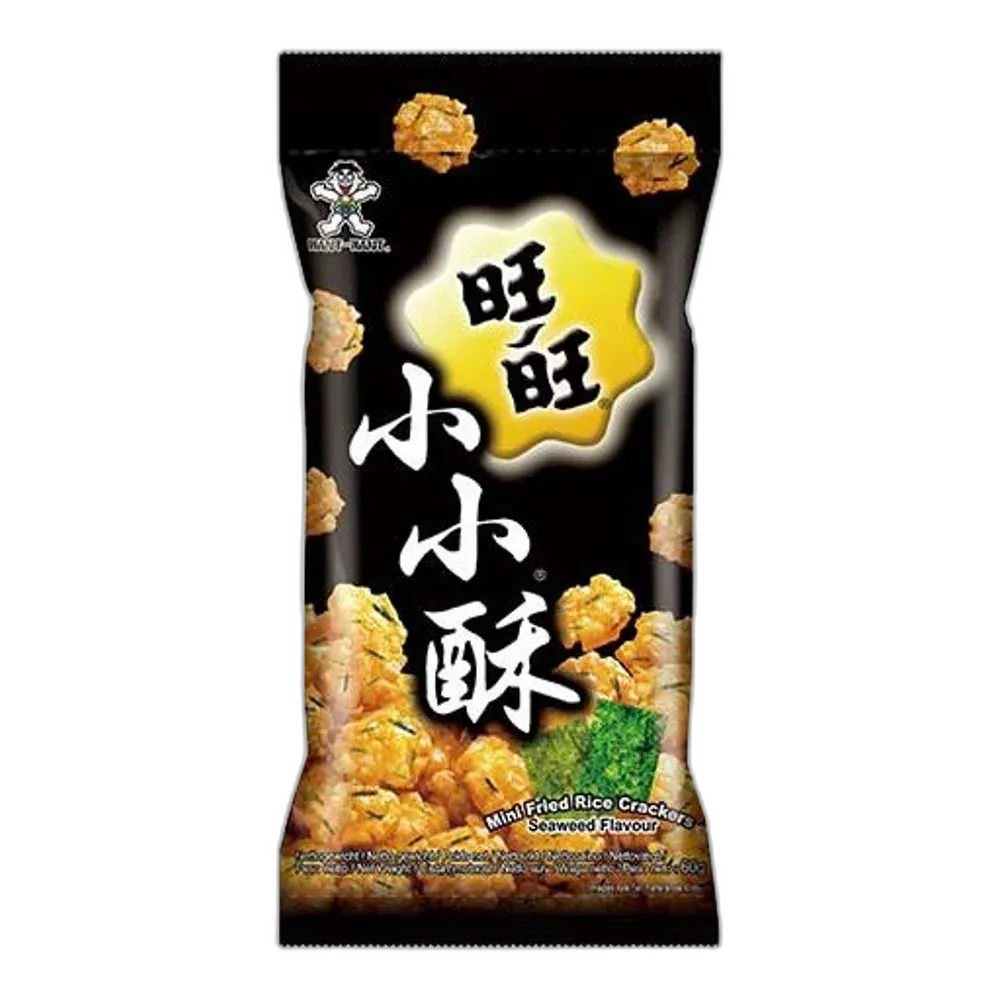 WANT WANT Mini Fried Crackers Spicy Seaweed – Würzige Reiscracker mit Seetang