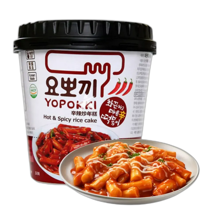 YOPOKKI Hot & Spicy Tteokbokki Cup – Koreanischer Instant-Reiskuchen 120g