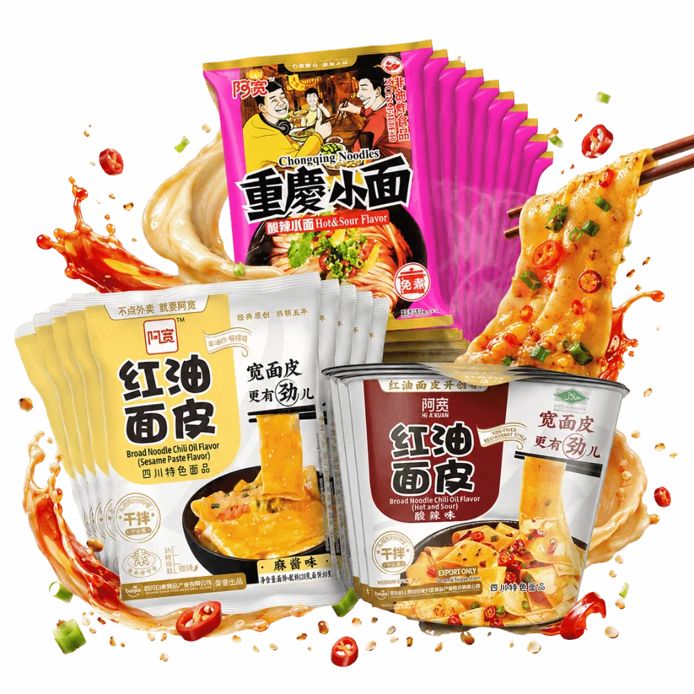 BAIJIA Broad Noodle Bundle – 15x Chili, Sesame Paste & Hot Sour Mix