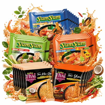 YUM YUM Bestseller Mix 56er – Thai Spicy Seafood, Green Curry & Tom Yum